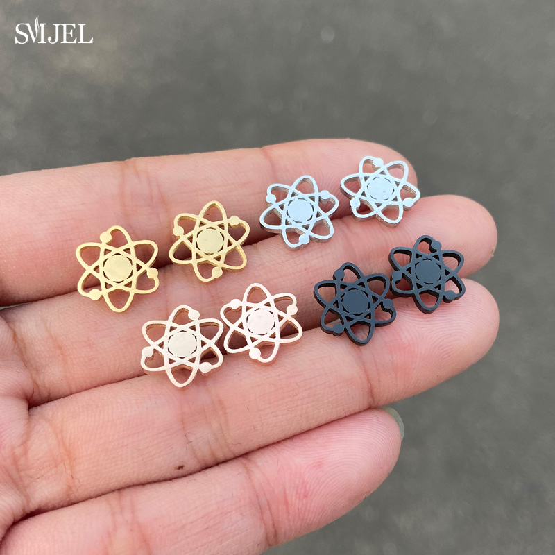 Science Buddies - Pendientes Punk de acero inoxidable con