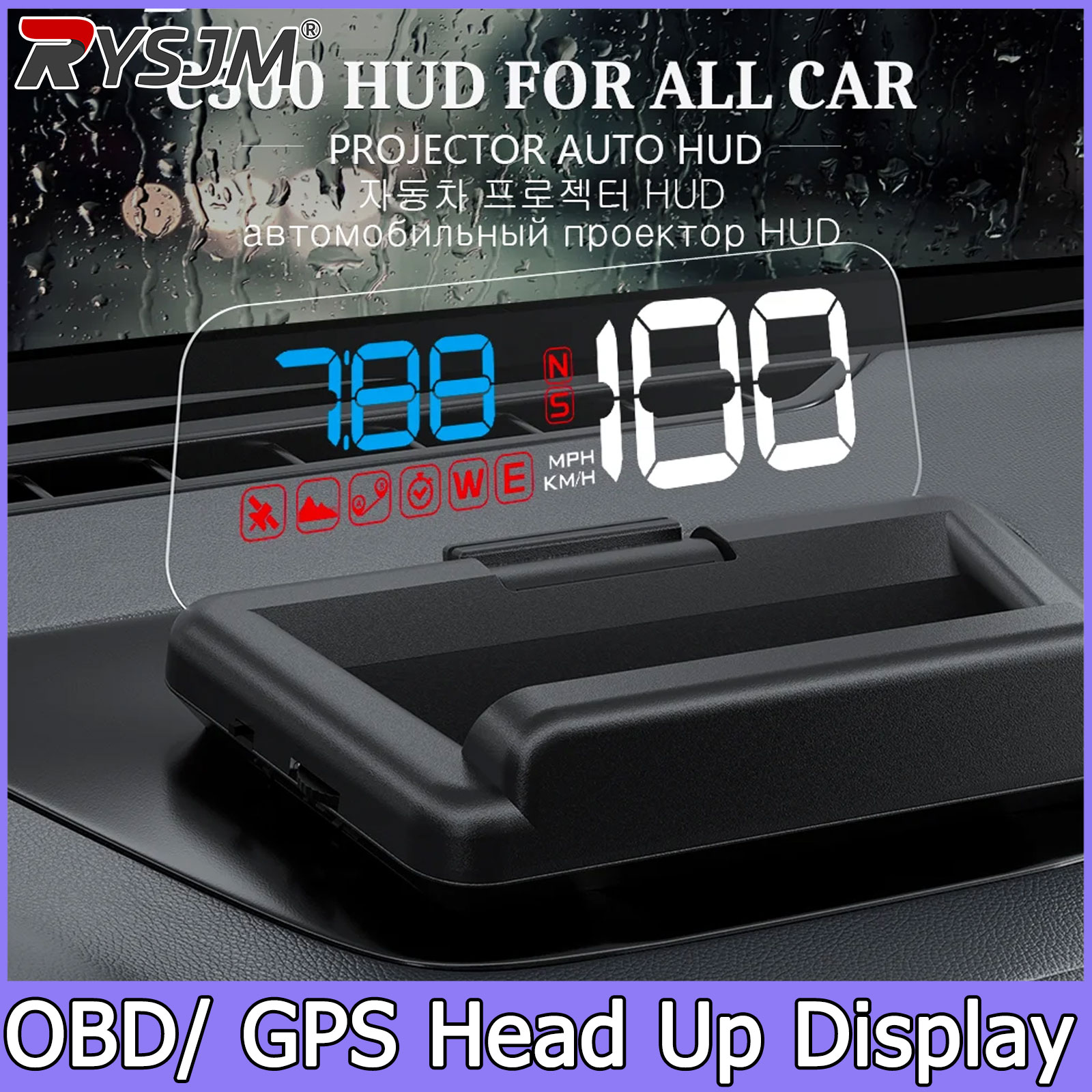 Anemometer Wind Speed - C500/T900, OBD/GPS HUD, Pantalla de Proyección