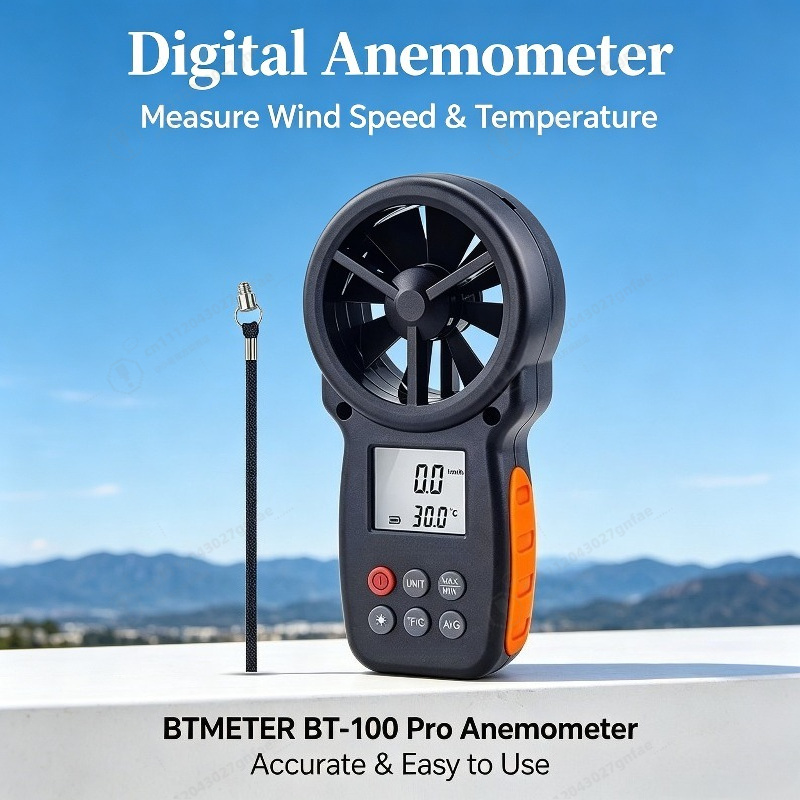 Anemometer Wind Speed - Anemómetro Digital BT-100, Medidor de Velocidad